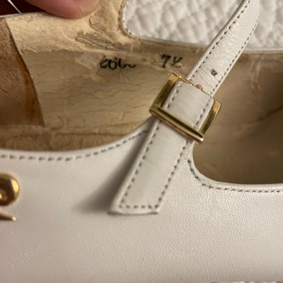 Womens Pierre Cardin White Block Heel Square Toe Retro Heels with Strap 7.5 - Picture 4 of 7